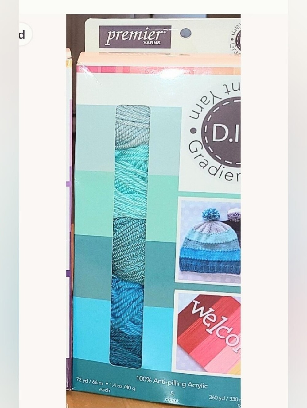 Premier Gradient Yarn BLUE Box NEW  knit crochet hat & mittens set or scarf